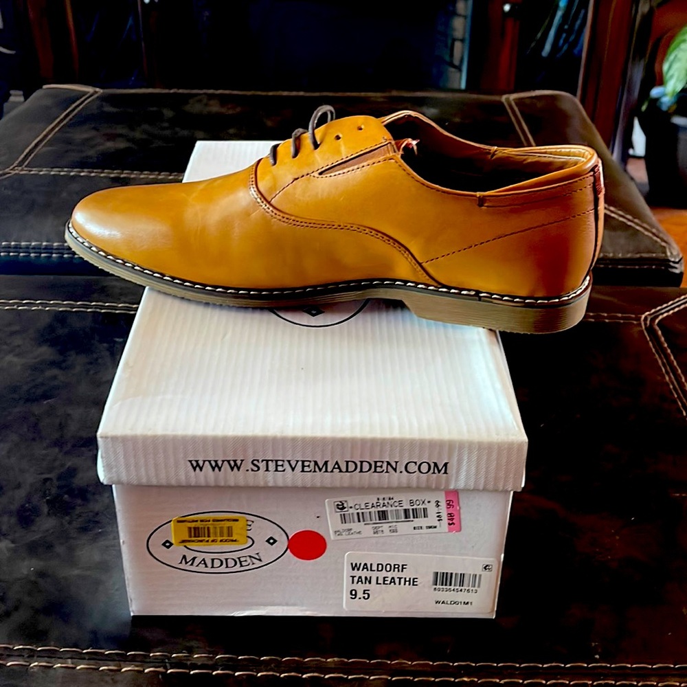 Steve Madden Brand New Waldorf Tan Leather Shoes Size 9.5